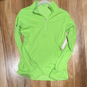 Athleta Bright Neon Lime Quarter-Zip Performance Top